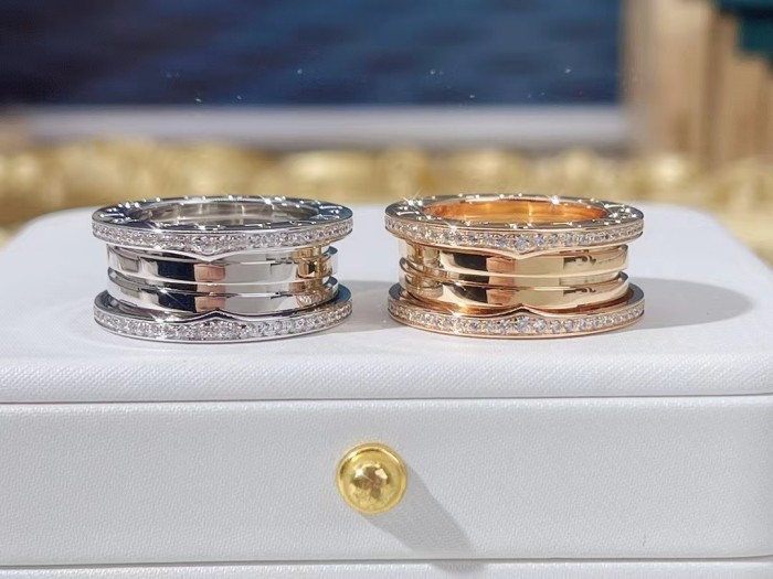 Two color diamond inlaid small waist ring