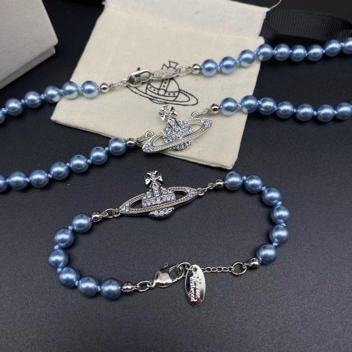 Blue Saturn Pearl Bracelet/Necklace