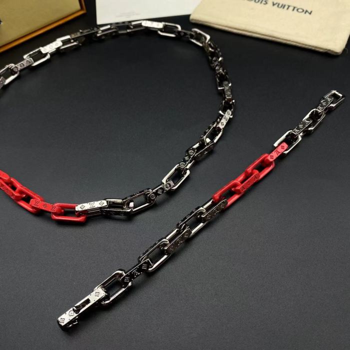 Half red necklace bracelet