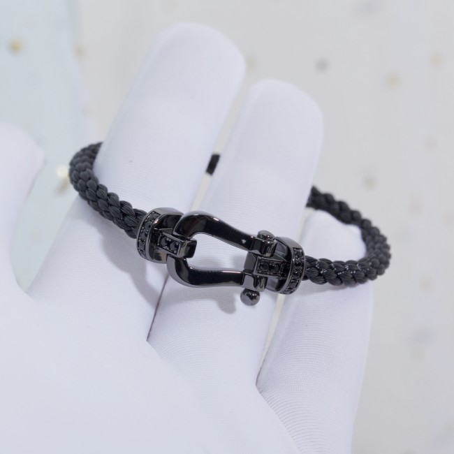 Large logo black nylon rope bracelet