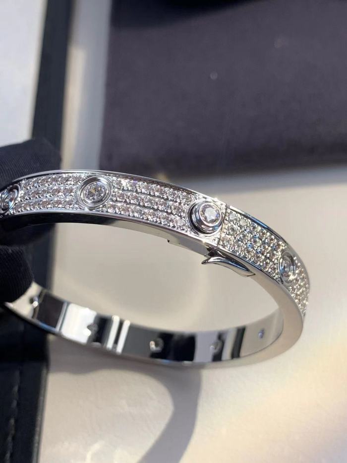 V gold three row diamond full diamond two-color Bracelet