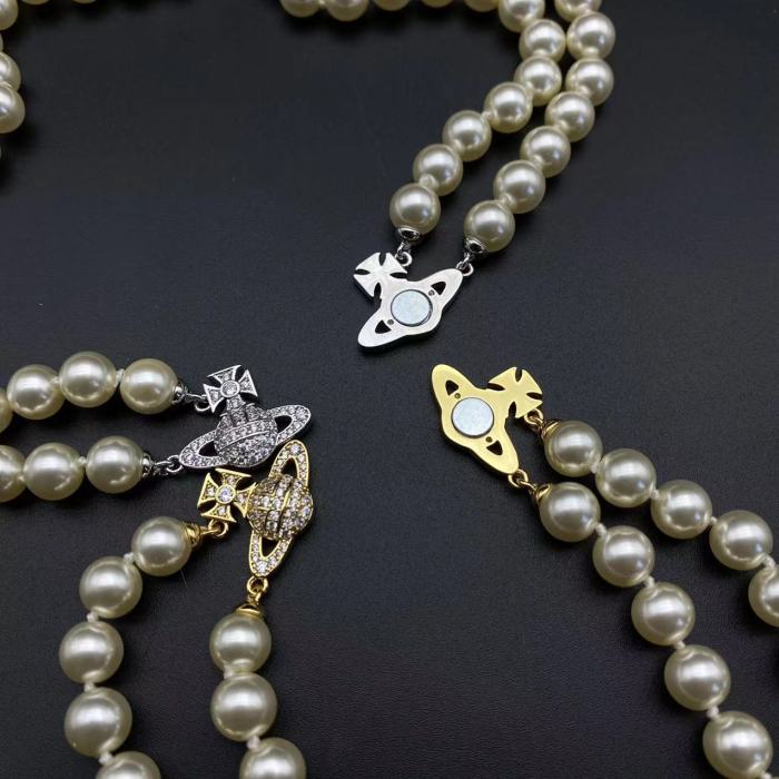 Double row pearl magnetic necklace