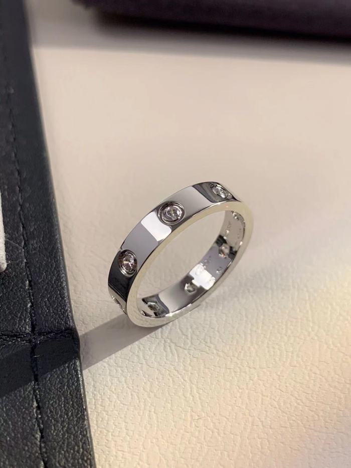 4mm smooth tricolor V gold full diamond ring