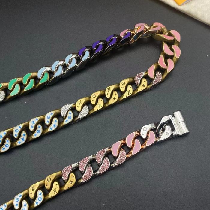 LV彩色钻石手链项链合集