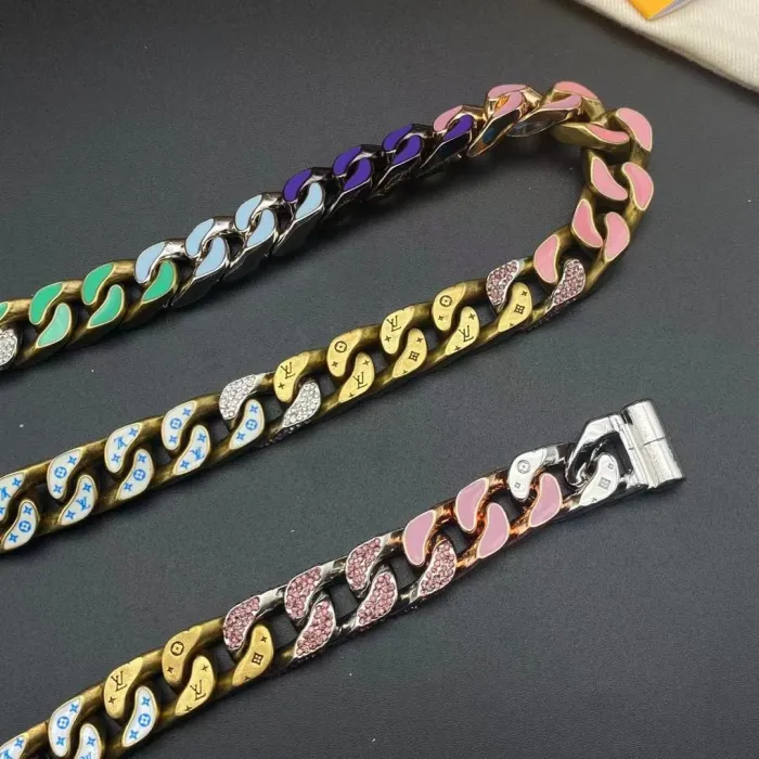 LV彩色钻石手链项链合集