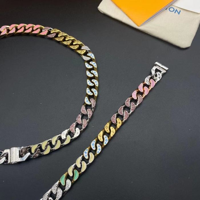 LV彩色钻石手链项链合集