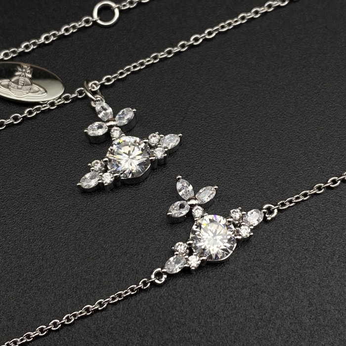 Full Diamond Flower Necklace/Bracelet