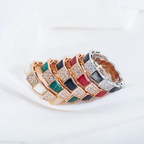 Multicolor gem snake ring