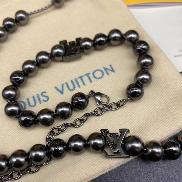 Black Beaded Bracelet Necklace