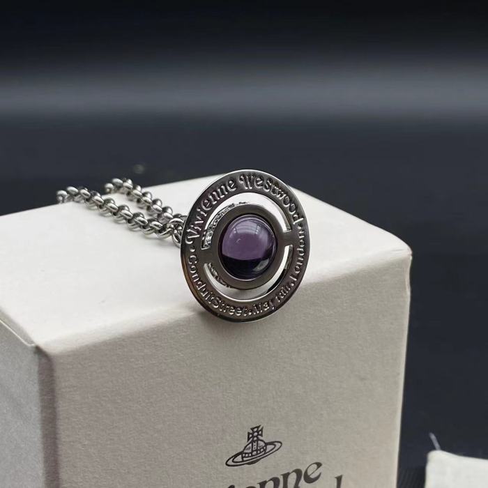 Black Purple Ball Saturn Necklace