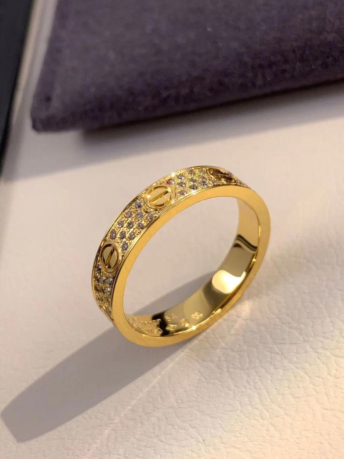 4mm Tri Color V gold three row full diamond ring