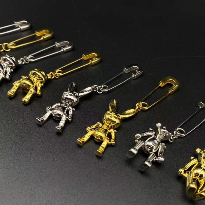 Sterling silver 925 gold-plated paper clip animal ear stud