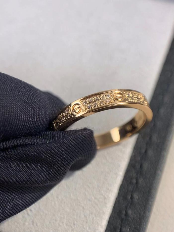 3mm tricolor V gold two row full diamond ring