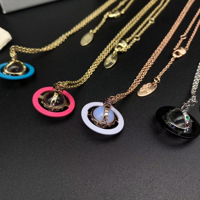 Four color Saturn necklace
