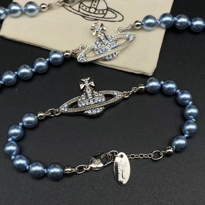 Blue Saturn Pearl Bracelet/Necklace