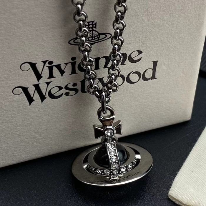 Black Purple Ball Saturn Necklace