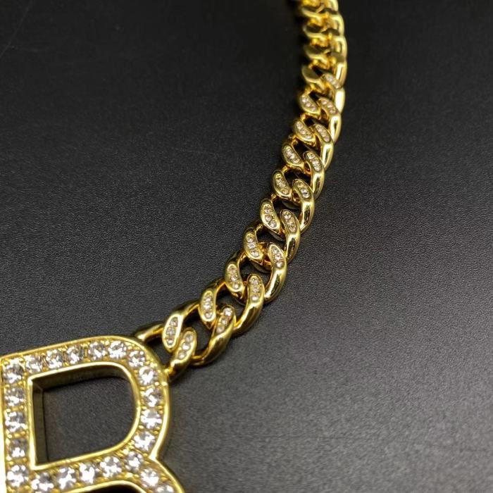 Cuban logo necklace with diamonds