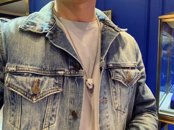 Full Diamond Cheetah Head Necklace