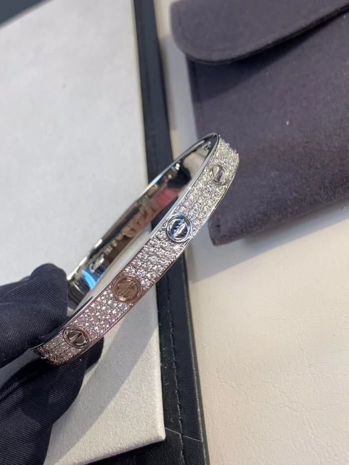 Three color three row full diamond bracelet