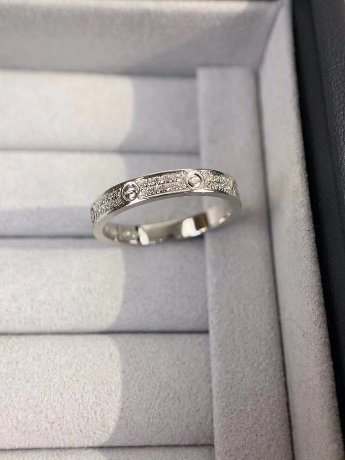 3mm tricolor V gold two row full diamond ring