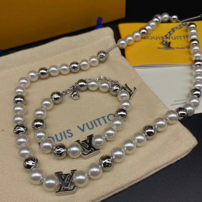 White Beaded Bracelet Necklace