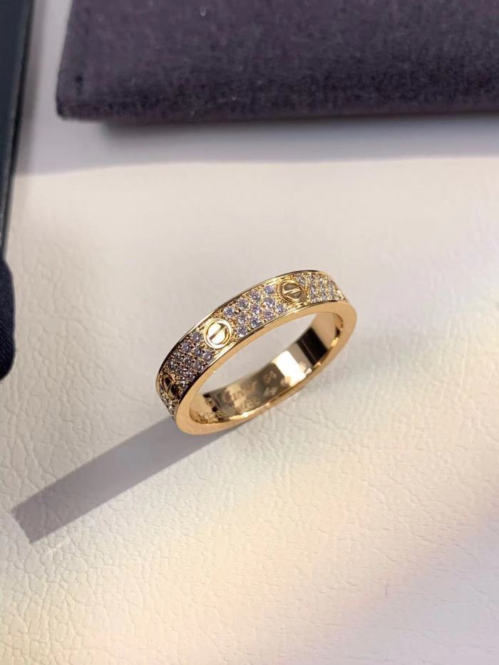 4mm Tri Color V gold three row full diamond ring