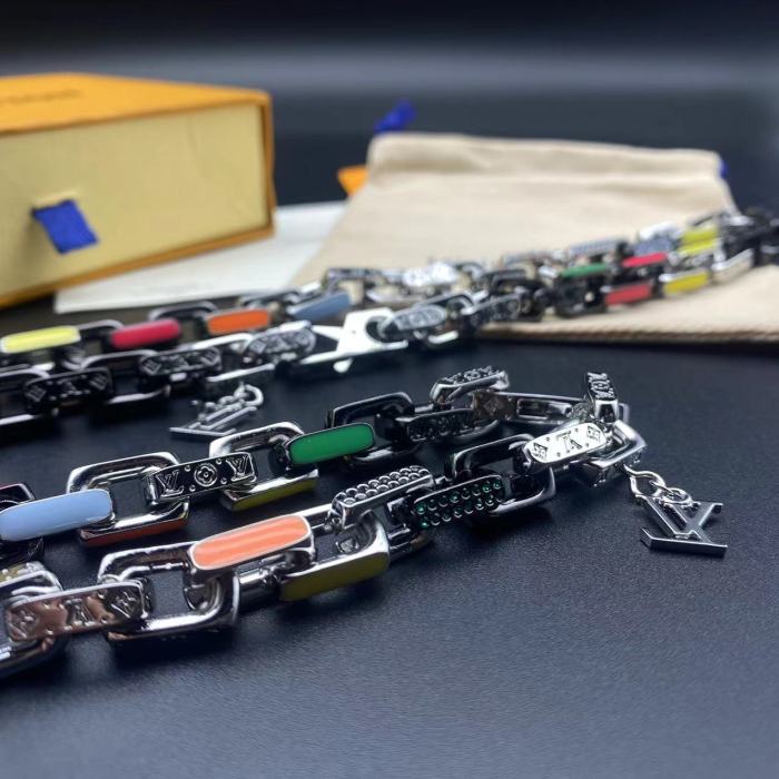 Colorful chain diamond bracelet necklace