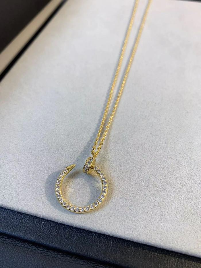 Small full diamond nail necklace