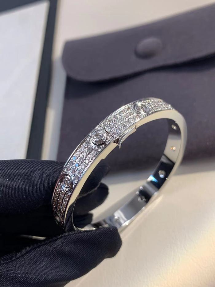 V gold three row diamond full diamond two-color Bracelet