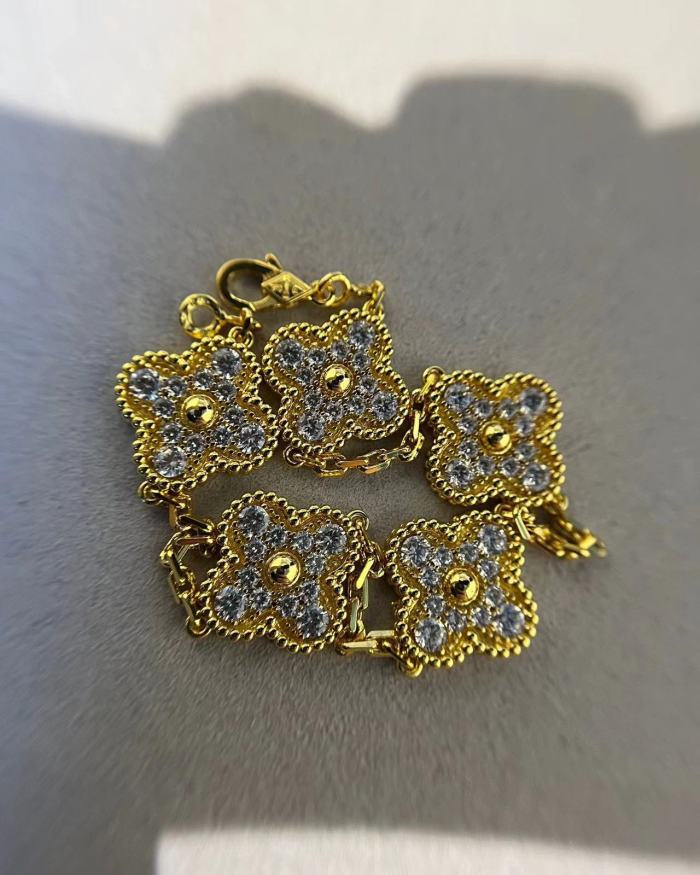 Full Diamond 5 Flower Bracelet