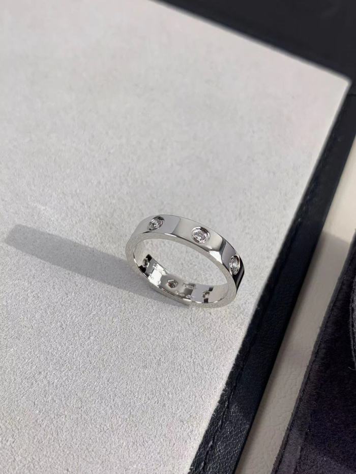 4mm smooth tricolor V gold full diamond ring