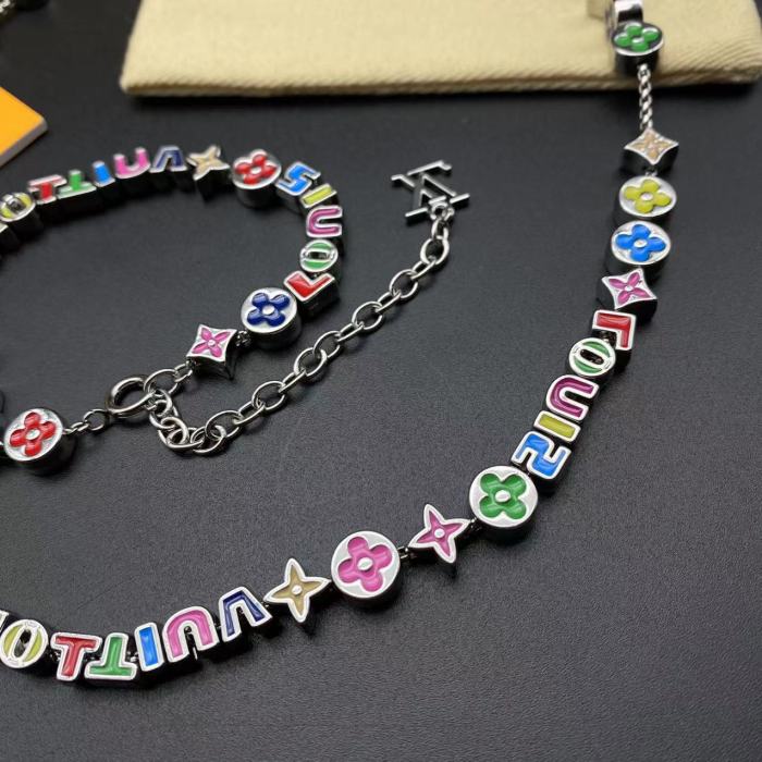 Colorful Flower Necklace Bracelet