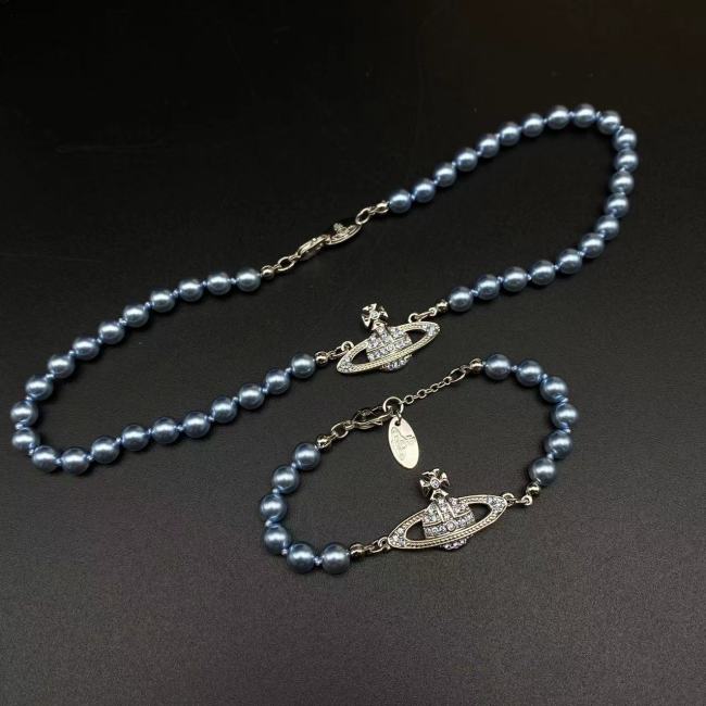 Blue Saturn Pearl Bracelet/Necklace