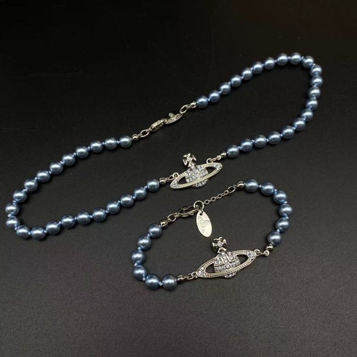 Blue Saturn Pearl Bracelet/Necklace