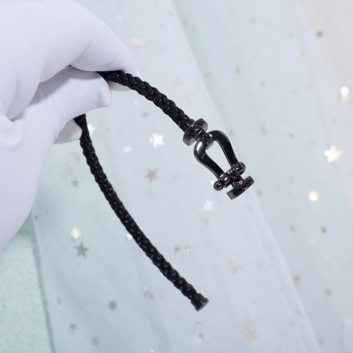 Large logo black nylon rope bracelet