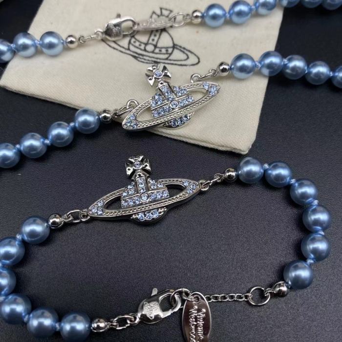 Blue Saturn Pearl Bracelet/Necklace