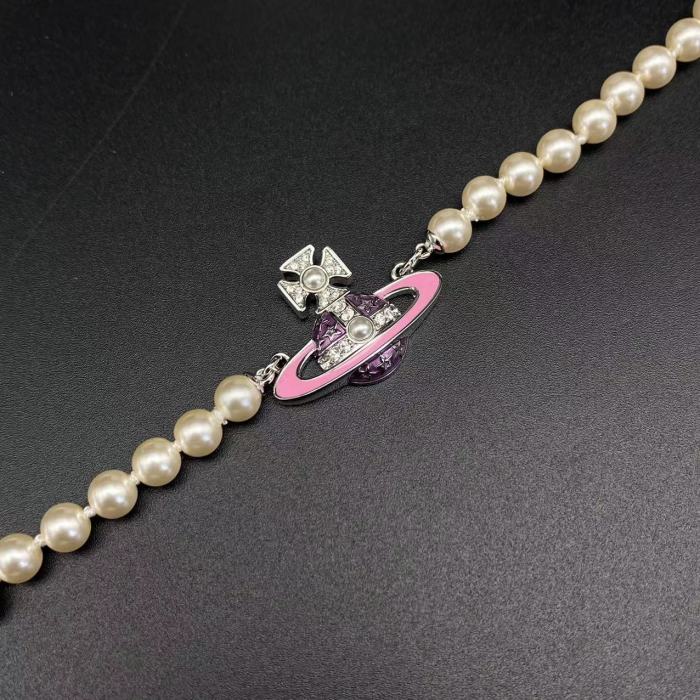 Pink Saturn Pearl Necklace