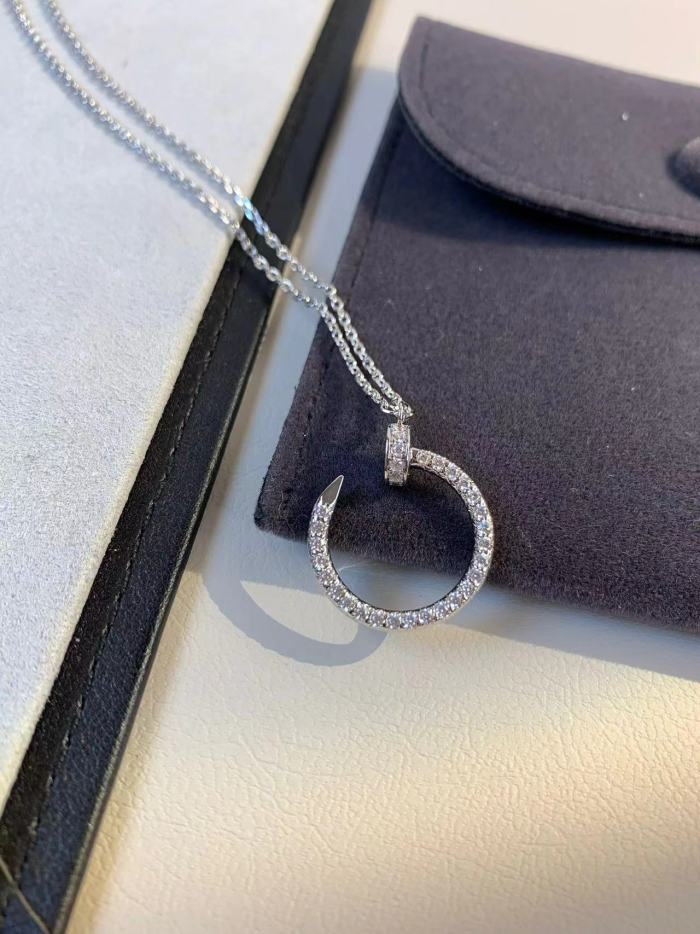 Small full diamond nail necklace
