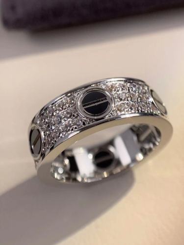 6.5mm silver V gold three row diamond ring