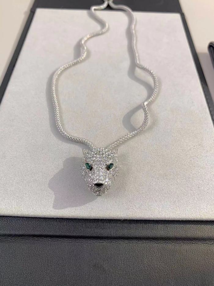 Full Diamond Cheetah Head Necklace
