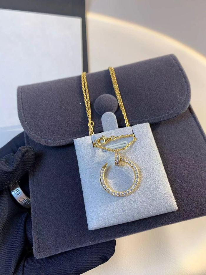 Small full diamond nail necklace