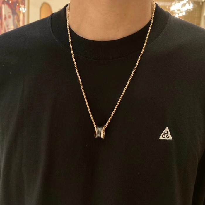 Gold Chain Black Pendant Necklace