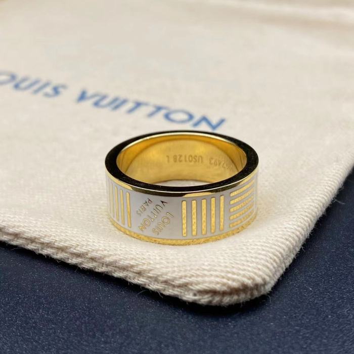 White and gold striped embossed ring