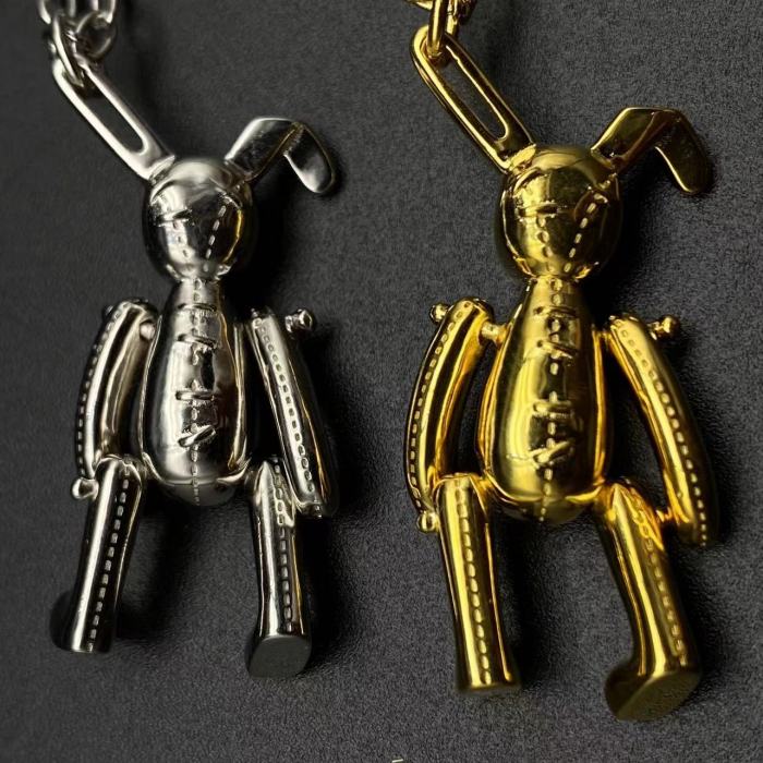 Sterling Silver 925 Gold Plated Rabbit Necklace