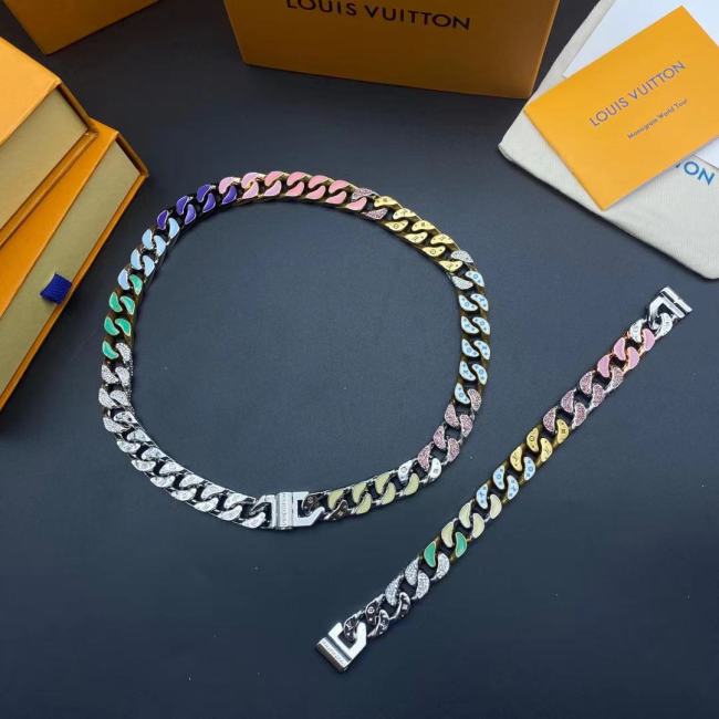 LV彩色钻石手链项链合集