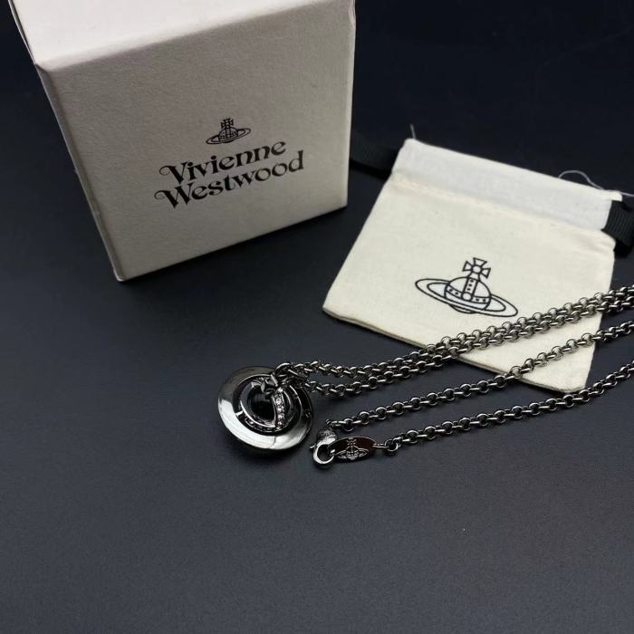 Black Purple Ball Saturn Necklace