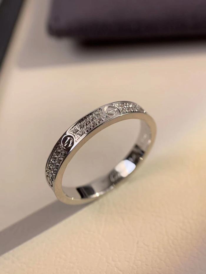 3mm tricolor V gold two row full diamond ring