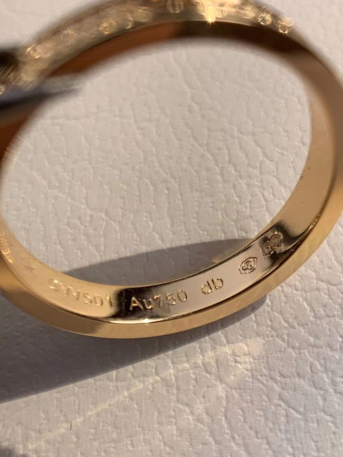 3mm tricolor V gold two row full diamond ring