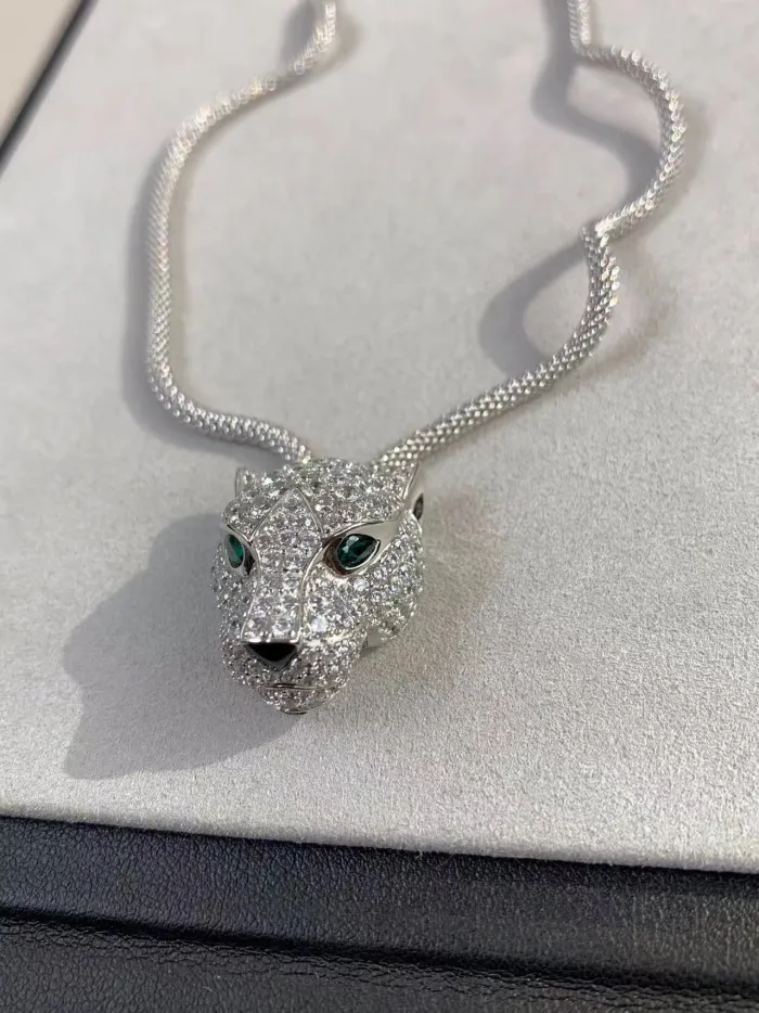 Full Diamond Cheetah Head Necklace