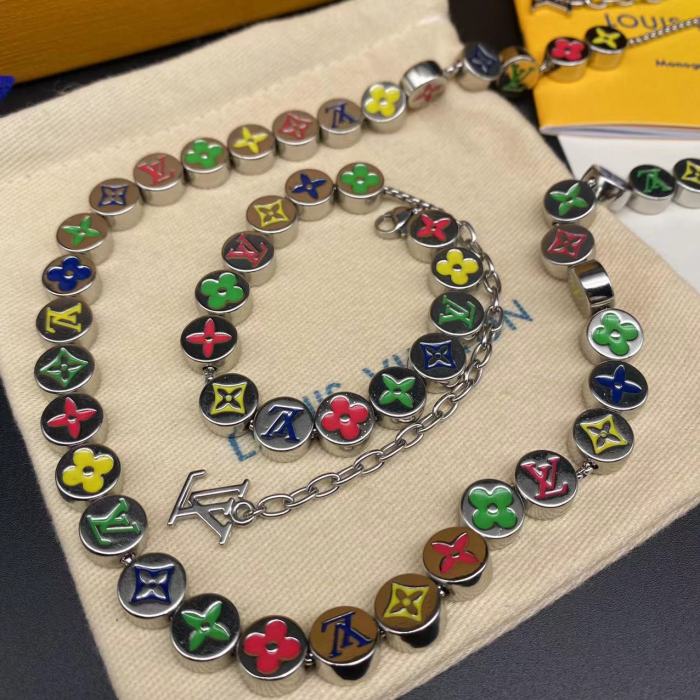 Colorful logo bracelet necklace